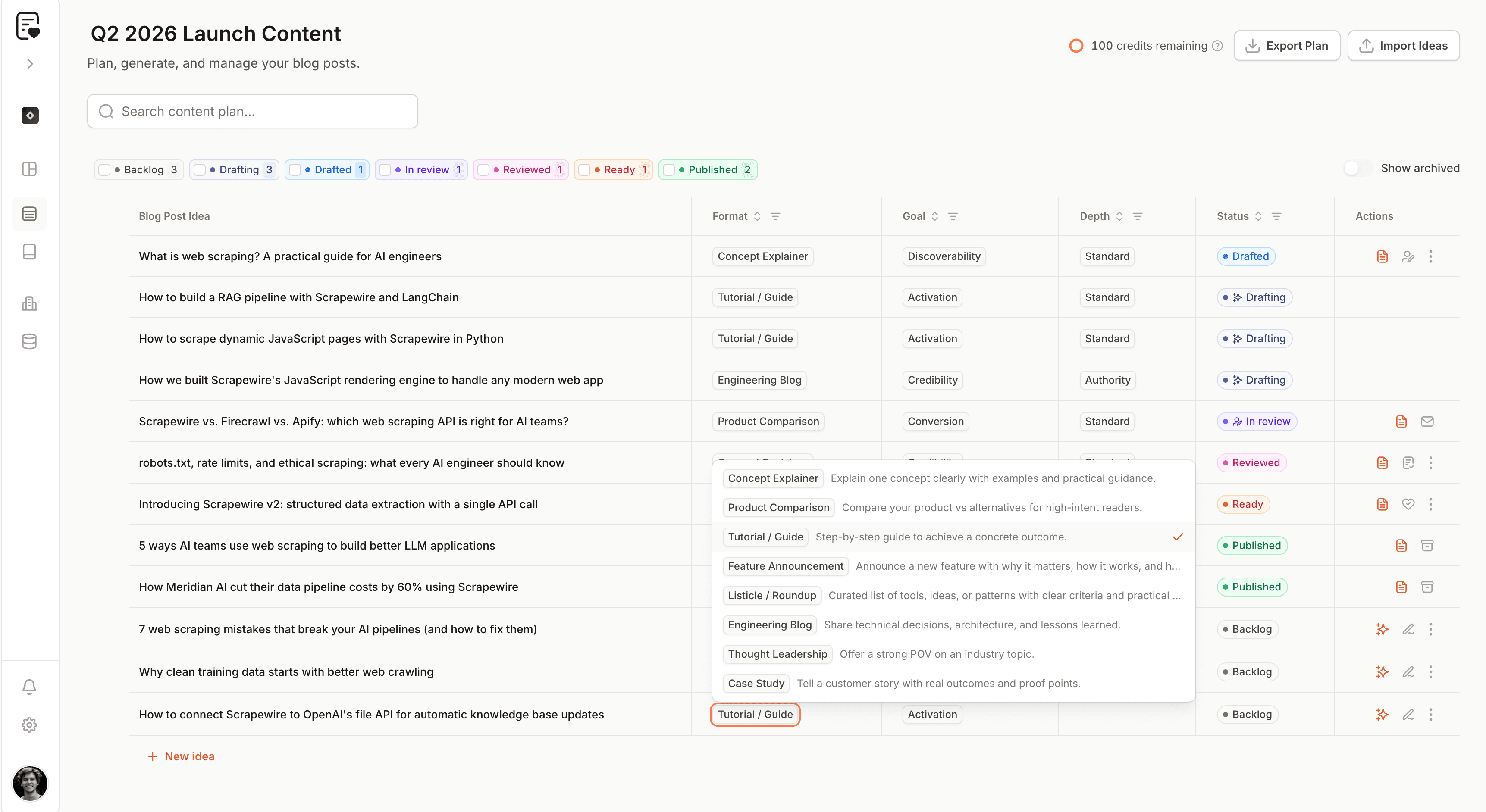Parallel Content - Content planning and management dashboard