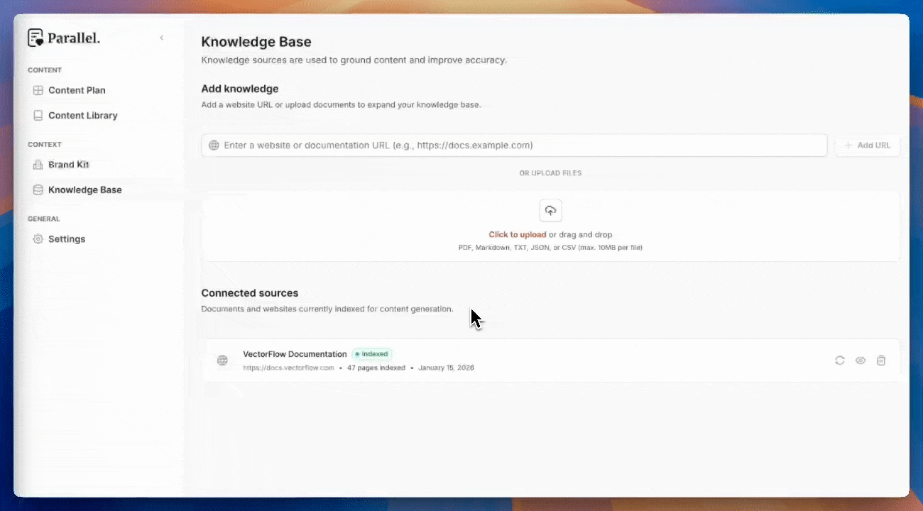 Product context indexing demonstration